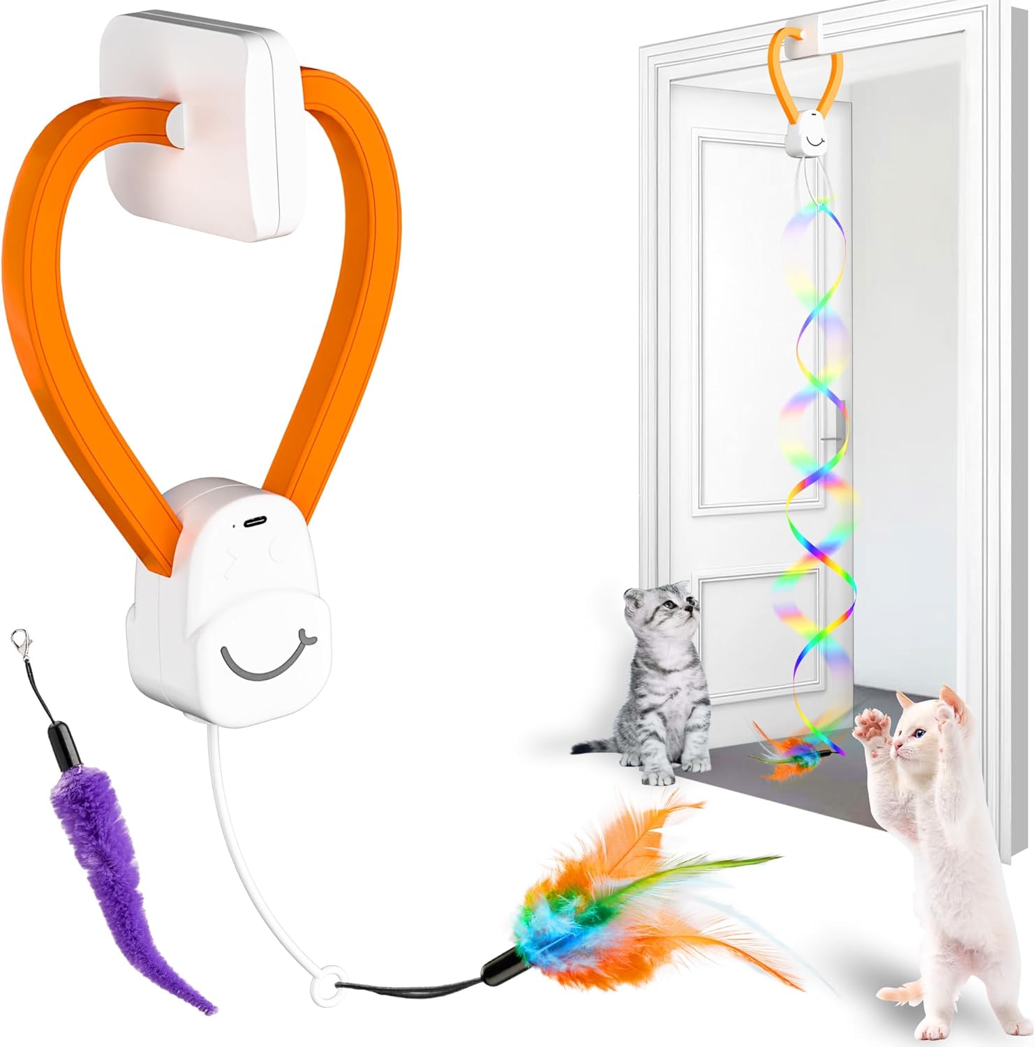 Petglidee Interactive Automatic Cat Toy – Smart Hanging Door Feather Toy for Indoor Cats | USB Rechargeable, Energy-Saving & Durable Play Companion