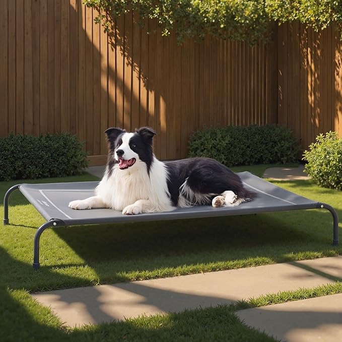 Petglidee Large Elevated Dog Bed – Indoor & Outdoor Cooling Raised Cot for Dogs