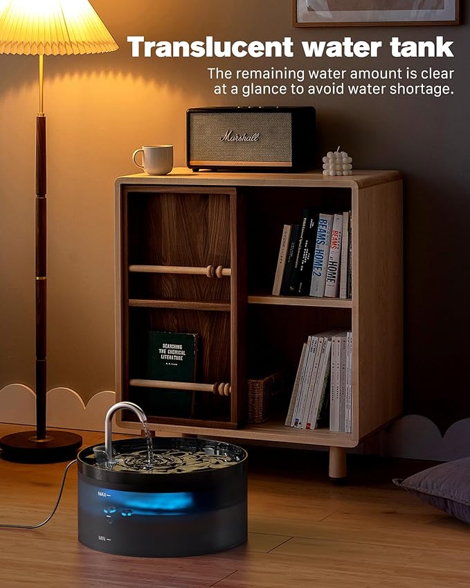 Large 3.2L capacity cat water fountain for multiple pets