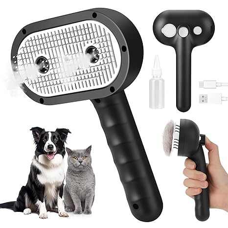 Petglidee 4-in-1 steam brush for cats and dogs grooming