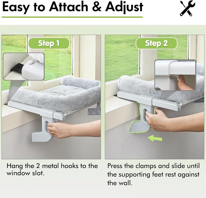 Adjustable Petglidee cat perch for windowsill