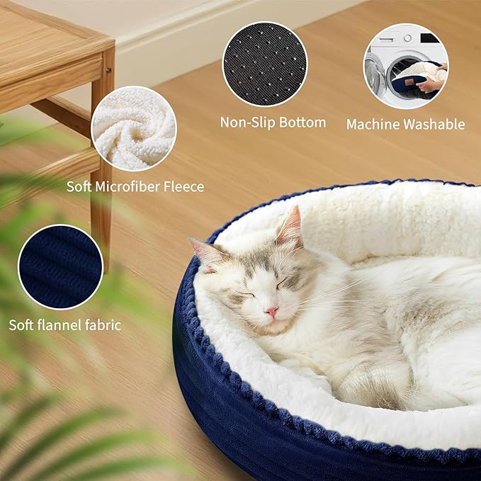 Cozy Petglidee cat and small dog bed in navy blue