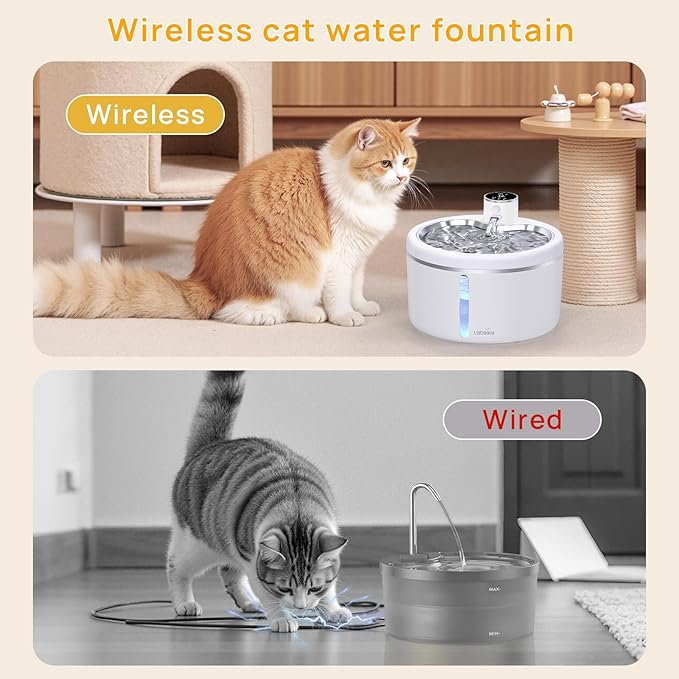 Wireless pet water fountain with motion sensor for cats