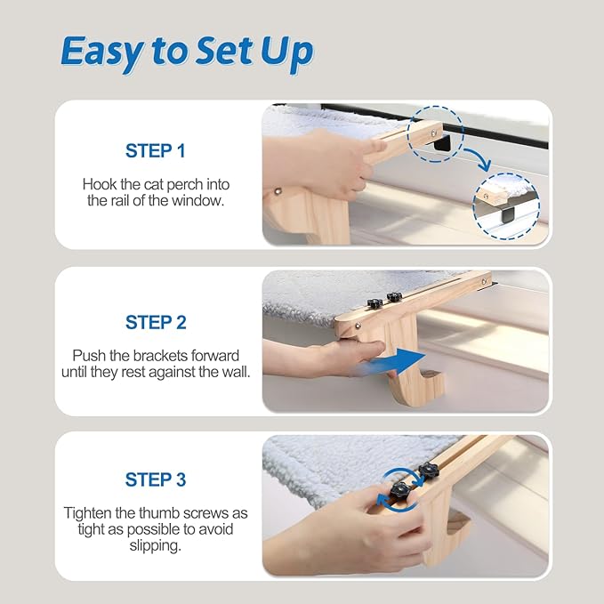 Durable wood and metal frame cat window hammock
