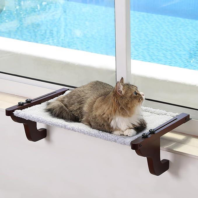 Petglidee wooden cat window perch for large cats