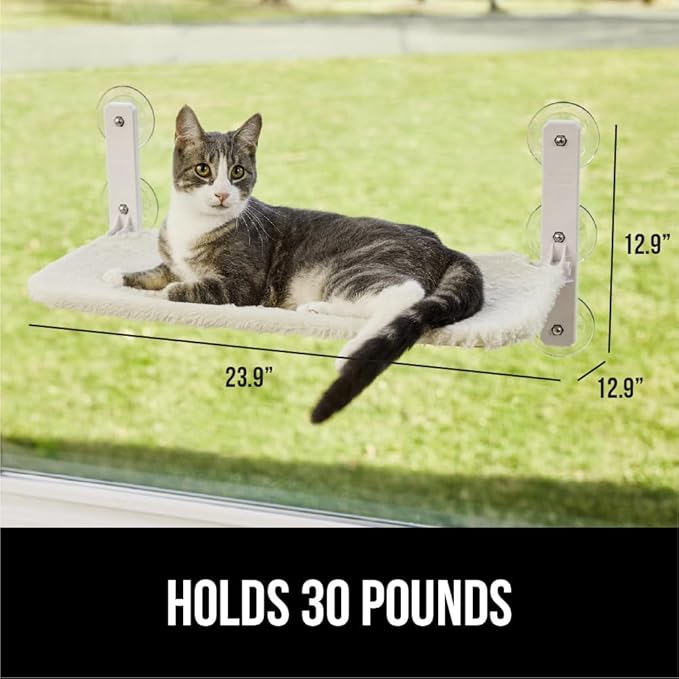 Soft plush cat bolster bed for window lounging