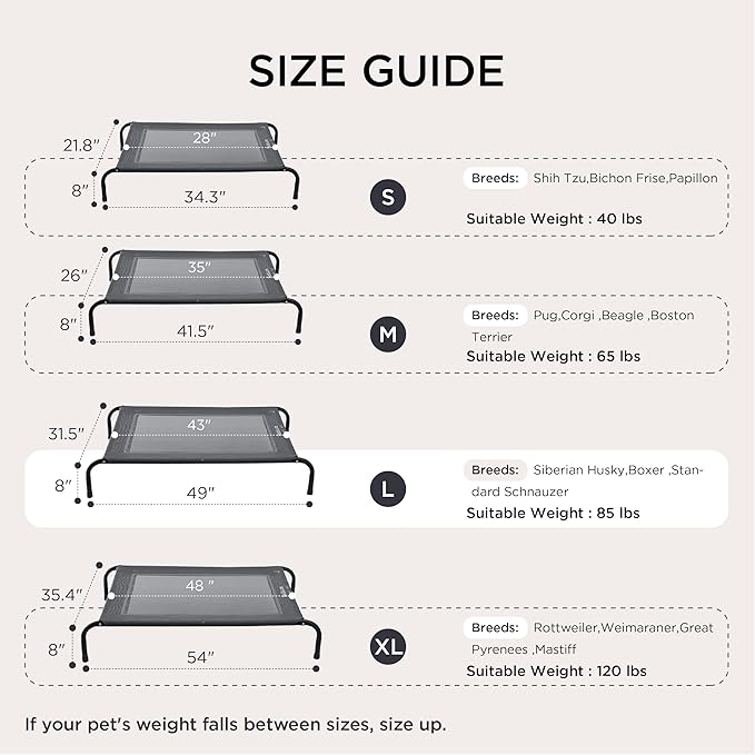 Large dog comfortably resting on Petglidee raised cot bed