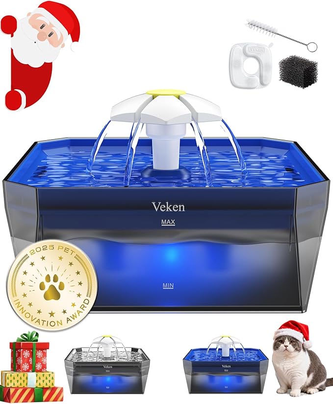 Petglidee 50oz quiet cat water fountain in blue