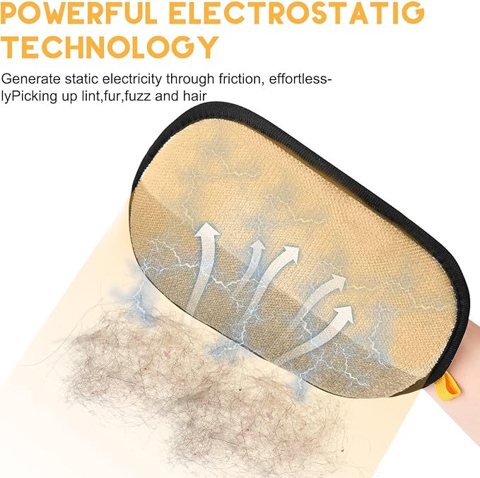 Washable pet hair remover glove for furniture and clothing