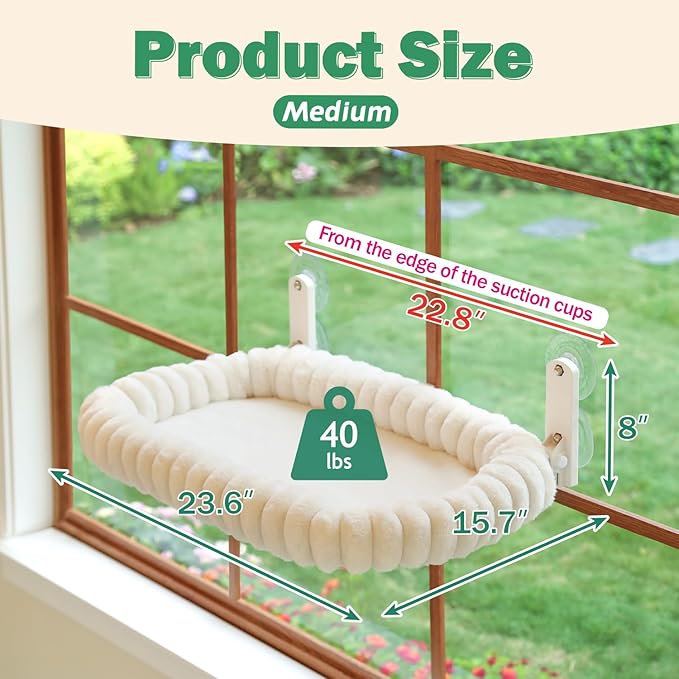 Heavy-duty metal frame cat window bed supporting large cats