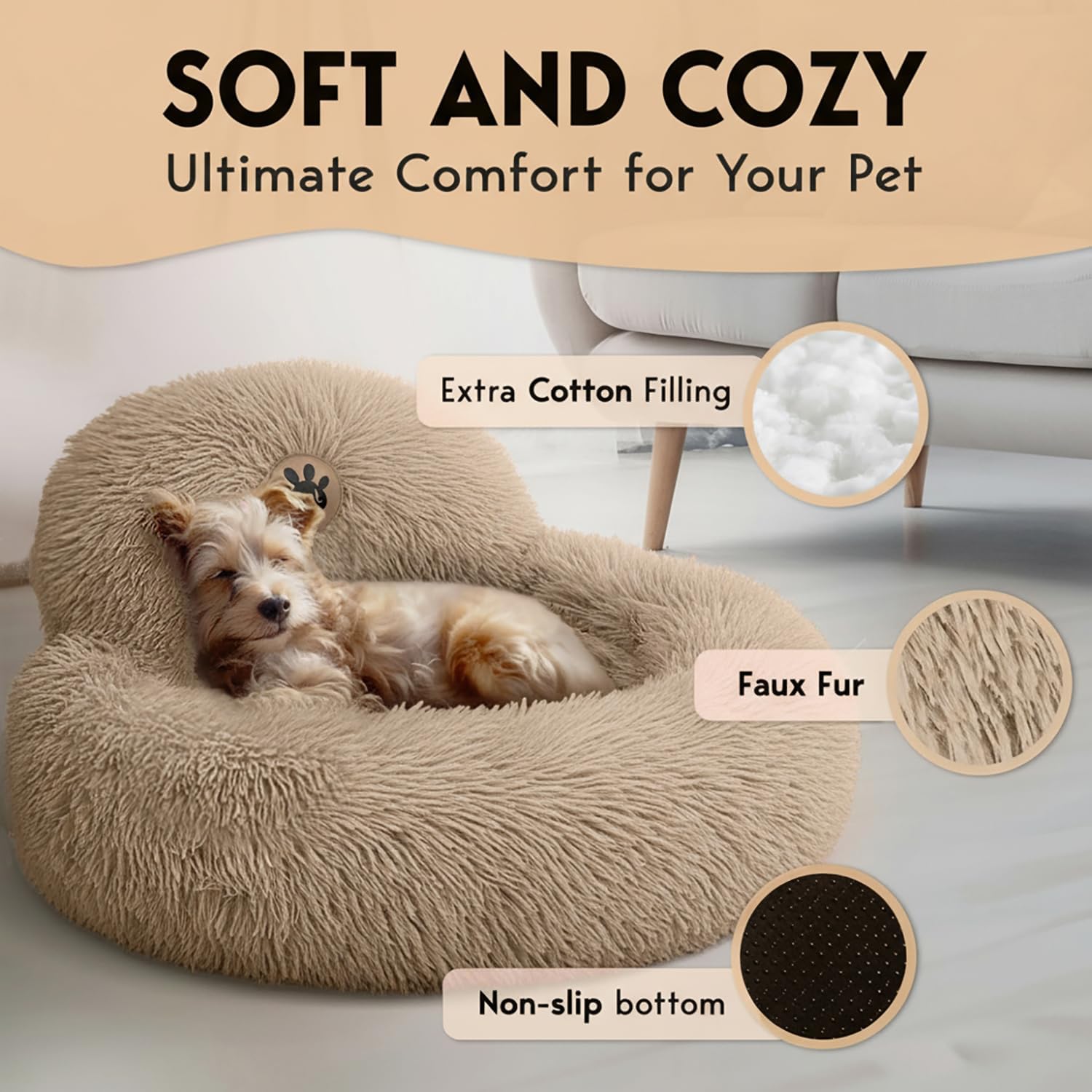 Non-slip bottom of Petglidee calming dog bed