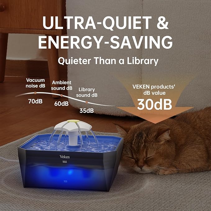 Multi-stage filtration cat fountain for clean, fresh water