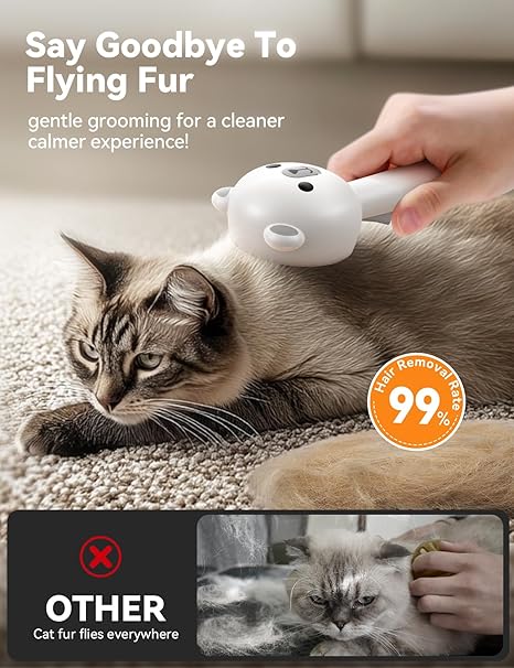 Self-cleaning pet brush with one-touch hair removal