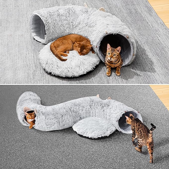 Soft plush cat cave and tunnel bed by Petglidee