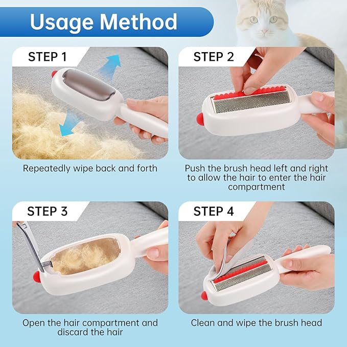 Eco-friendly pet hair removal tool with storage compartment