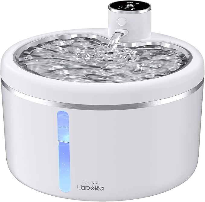 Petglidee cordless cat water fountain with stainless steel tray