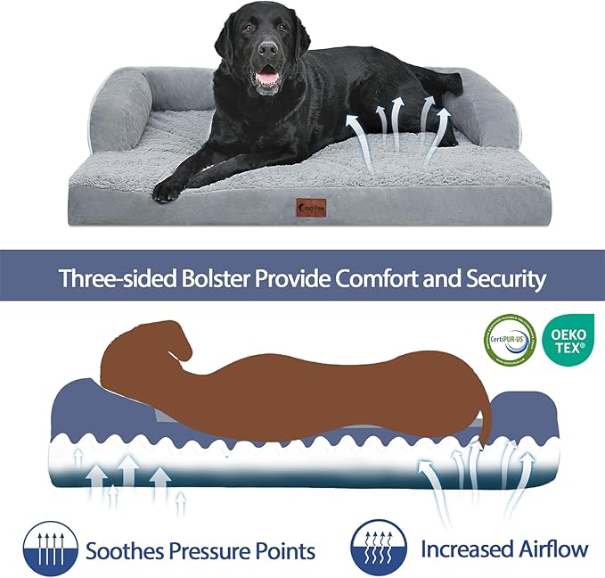 Side view of Petglidee Waterproof Orthopedic Dog Bed with Bolsters