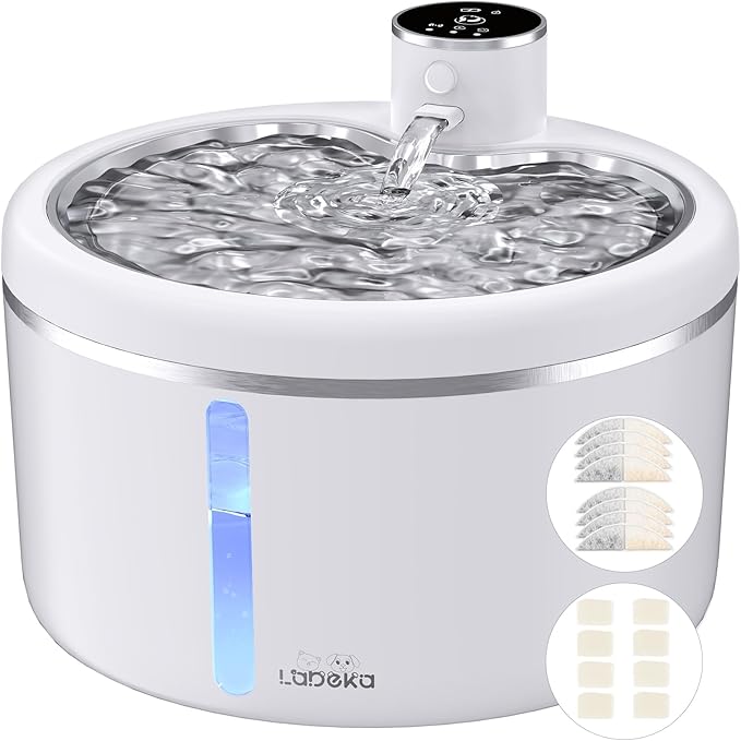 Petglidee Wireless Cat Water Fountain – 3L Automatic Battery-Operated Pet Water Dispenser with Motion Sensor, Ultra Quiet, BPA-Free Stainless Steel Tray